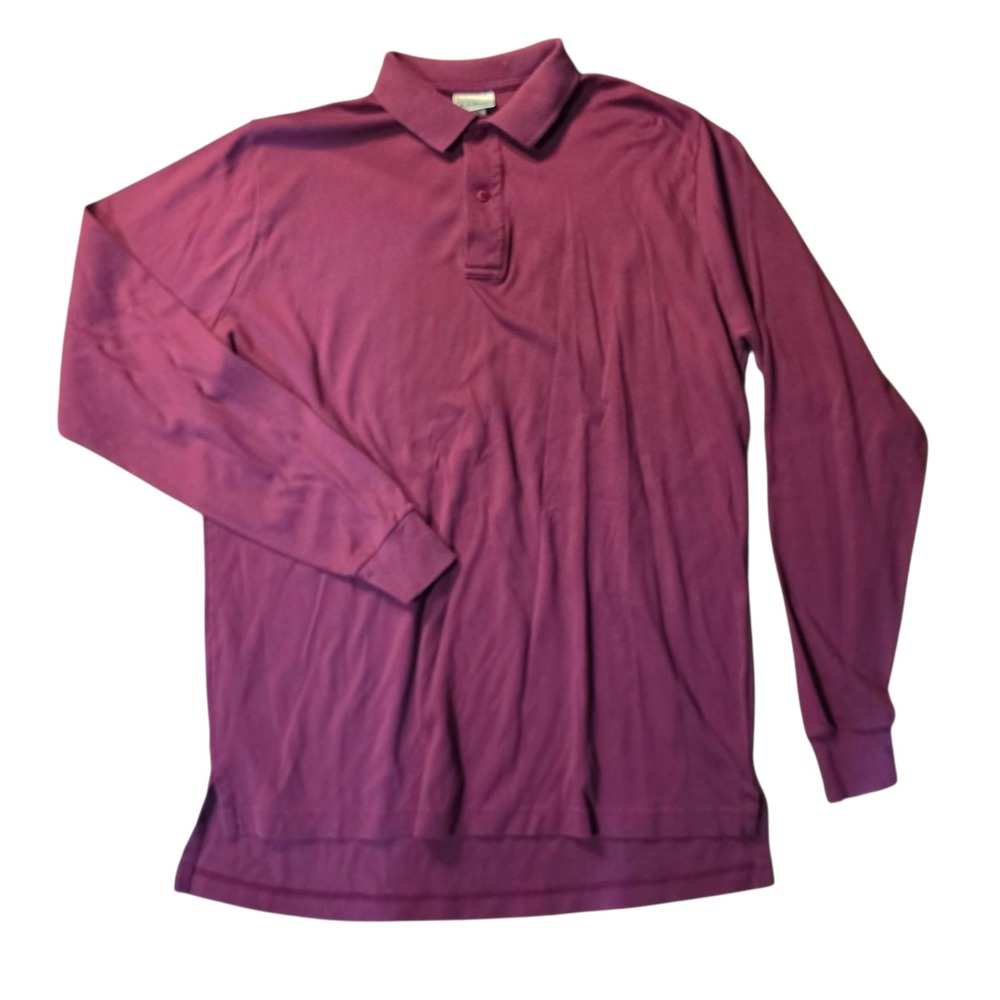 L.L. Bean Vintage Mens XL Tall Long Sleeve‎ Polo Shirt Burgundy Maroon USA Made